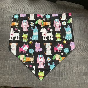 Dog Scarf Slide On Collar Elastic Band Animal Pet Dog Print Large Brand New